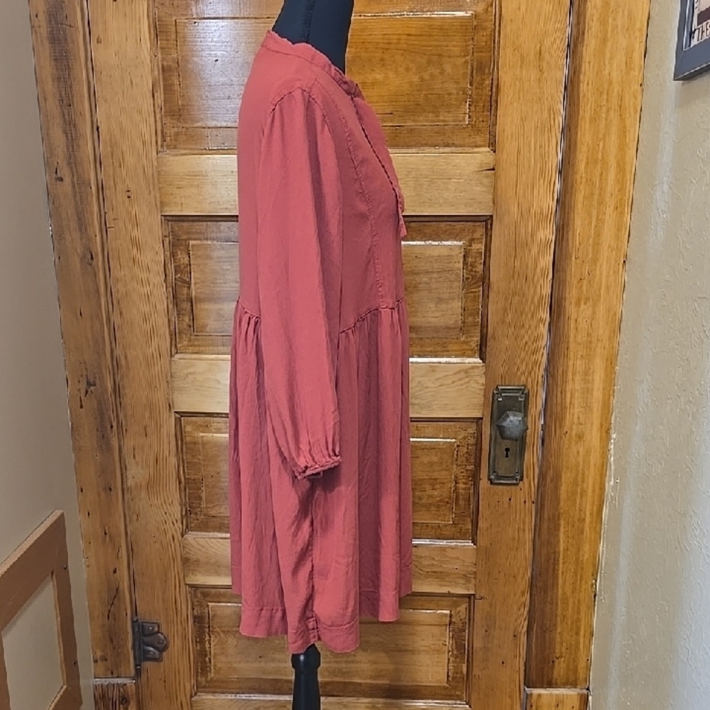 Free Assembly Casual Red Long Sleeve Boho Dress M - Picture 3 of 4
